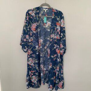 NEW Maurices spring florals duster tunic lightweight flowy sleeve open cardigan